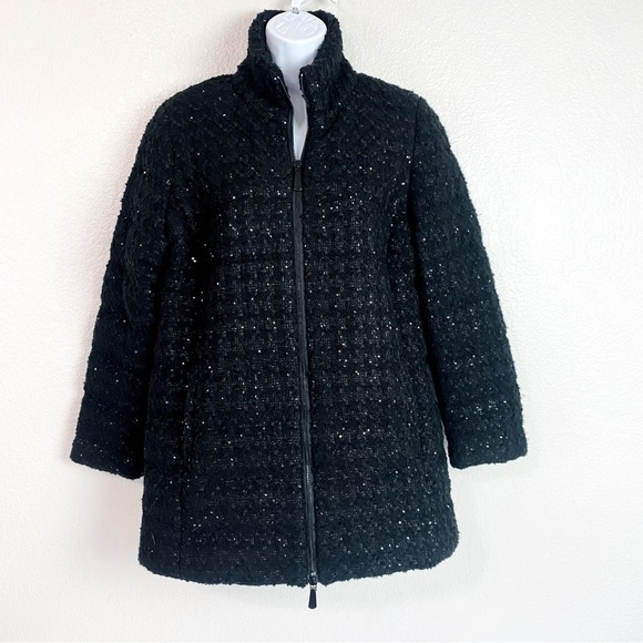 Chico’s Black Quilted Sparkle Tweed Jacket Size S - Picture 2 of 9
